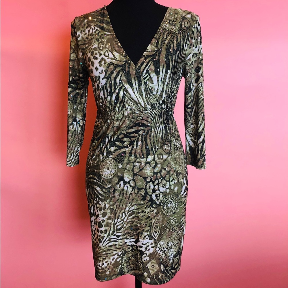 SASSY SPARKLY ANIMAL PRINT BOUTIQUE DRESS SZ M/L